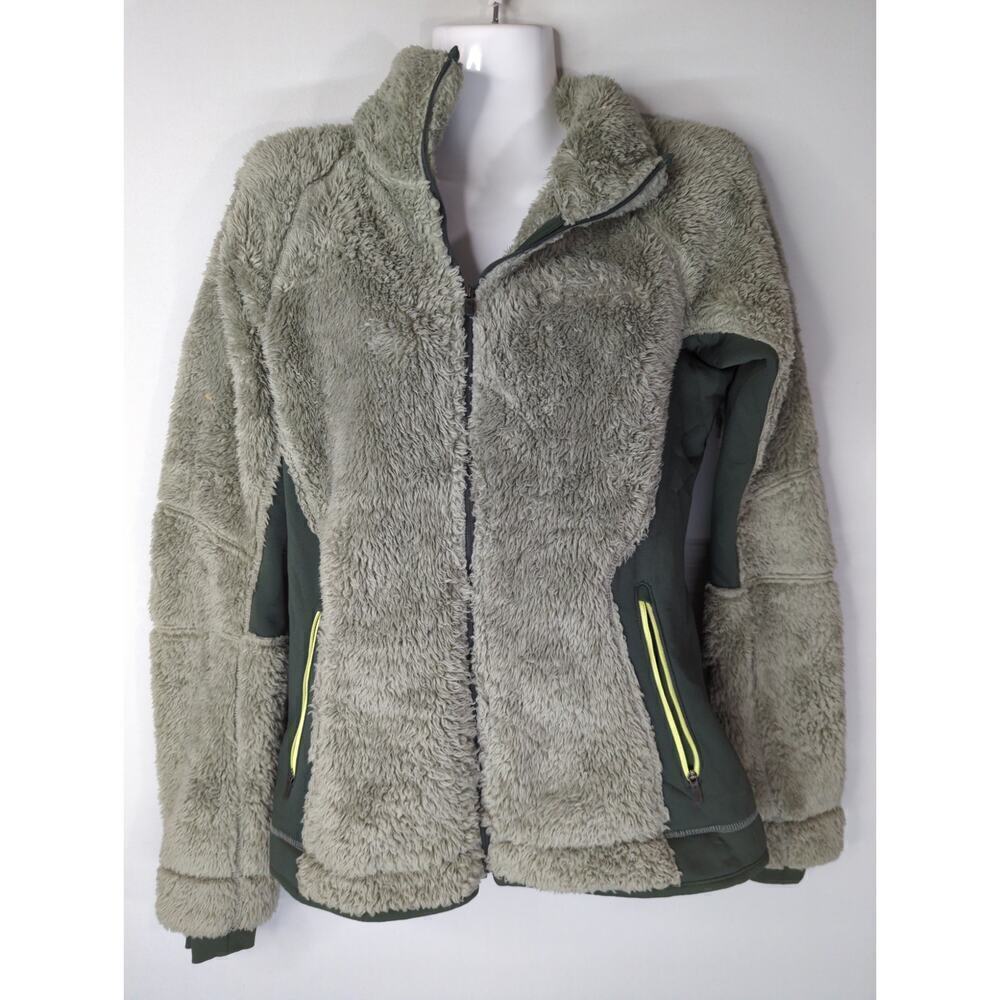 Columbia Thumb Hole Full Zip Fleece Soft Shell Jacket Green‎ Women's Small